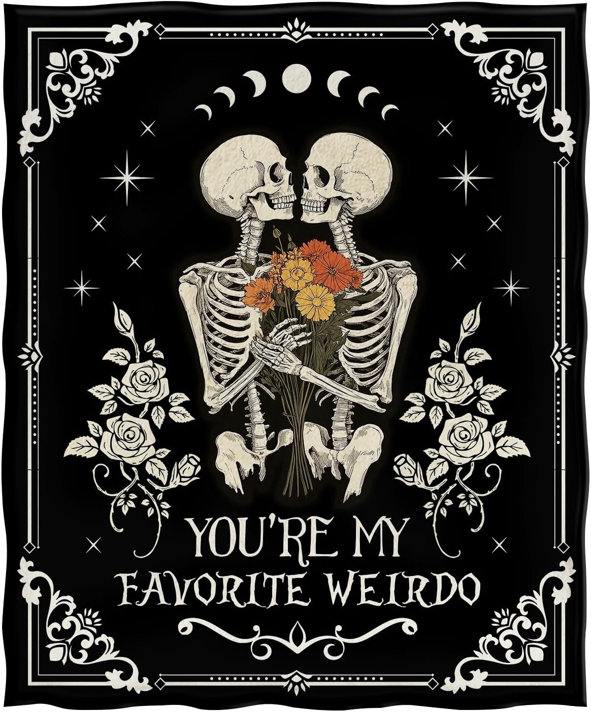 Dark Romance Blanket, gothic skeleton, lovers: Book Nook or Travel