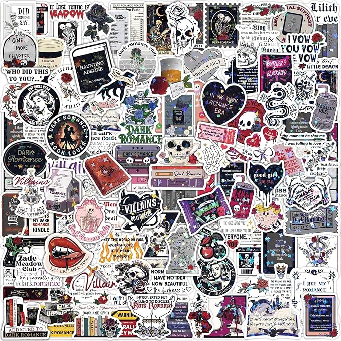 10-50 PCS Smutty Dark Romance Book Stickers for Kindle, Notebook, Bookish Reader Themed Sticker Pack Waterproof, Holographic (see bulk rate)