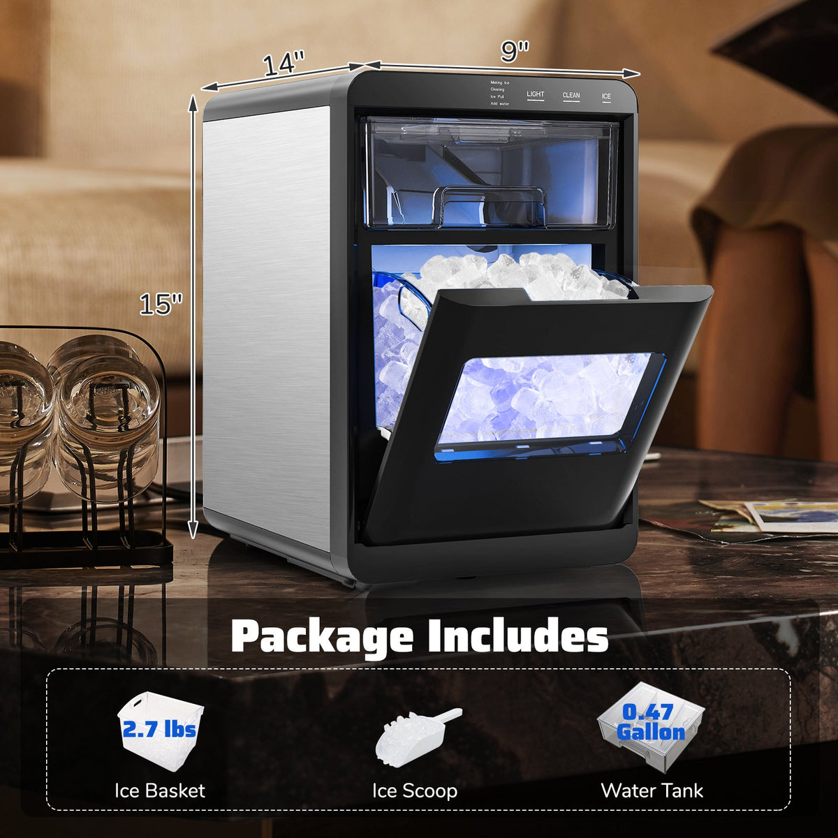 Premium Ice and Coffee Duo CNN-Acclaimed Nugget Ice Maker and 20-Bar Stainless Espresso Machine